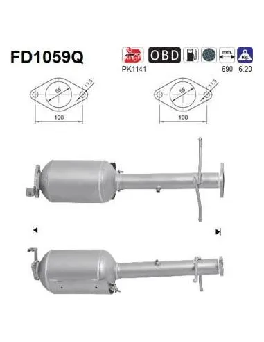 Filtro de partículas diésel AS FD1059Q para FORD | Recambios Colmenar