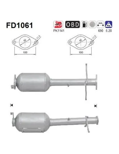 Filtro de partículas diésel AS FD1061 para FORD | Recambios Colmenar