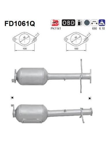 Filtro de partículas diésel AS FD1061Q para FORD | Recambios Colmenar