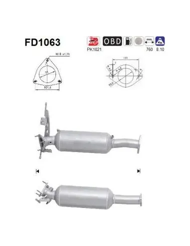 Filtro de partículas diésel AS FD1063 para VOLVO | Recambios Colmenar