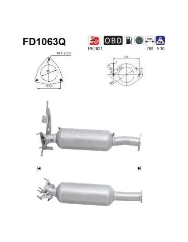 Filtro de partículas diésel AS FD1063Q para VOLVO | Recambios Colmenar
