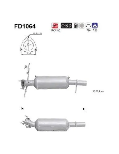 Filtro de partículas diésel AS FD1064 para LAND ROVER
