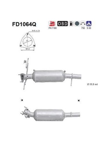Filtro de partículas diésel AS FD1064Q para LAND ROVER