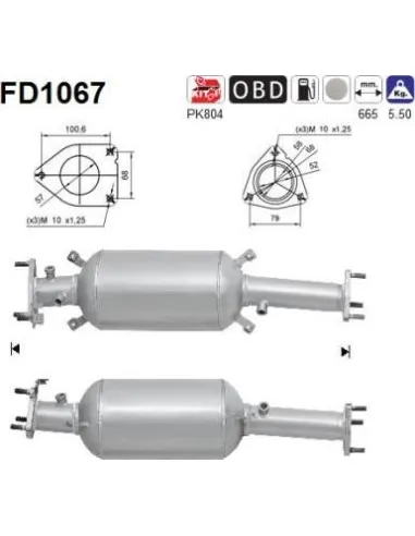 Filtro de partículas diésel AS FD1067 para HONDA | Recambios Colmenar