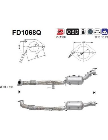 Filtro de partículas diésel AS FD1068Q para NISSAN