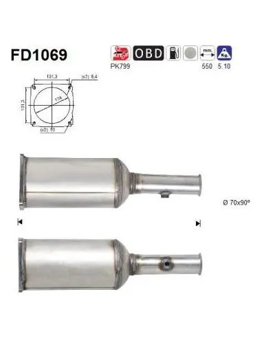 Filtro de partículas diésel AS FD1069 para CITROËN / PEUGEOT