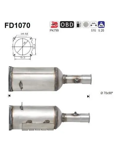 Filtro de partículas diésel AS FD1070 para CITROËN / PEUGEOT