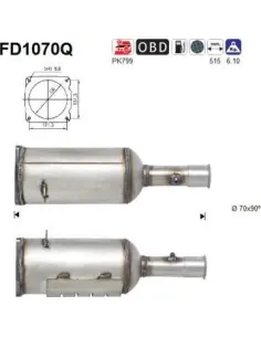 Filtro de partículas diésel AS FD1070Q para CITROËN / PEUGEOT