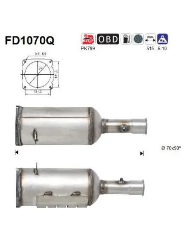 Filtro de partículas diésel AS FD1070Q para CITROËN / PEUGEOT