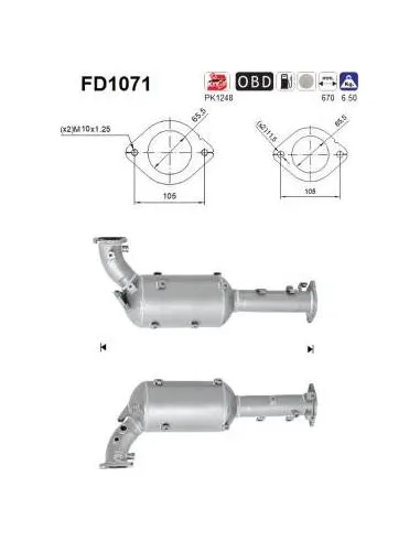 Filtro de partículas diésel AS FD1071 para NISSAN | Recambios Colmenar