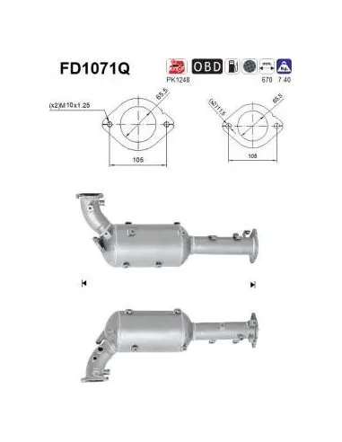Filtro de partículas diésel AS FD1071Q para NISSAN