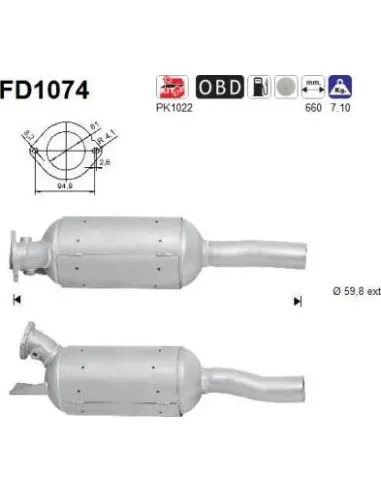 Filtro de partículas diésel AS FD1074 para RENAULT
