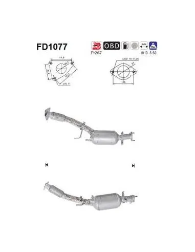 Filtro de partículas diésel AS FD1077 para NISSAN / RENAULT