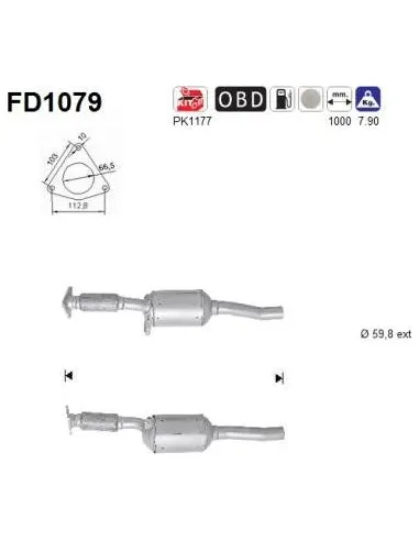 Filtro de partículas diésel AS FD1079 para RENAULT