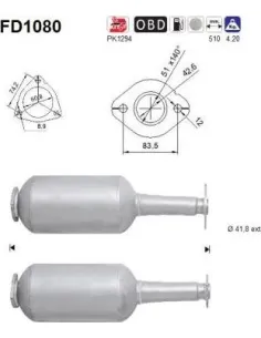 Filtro de partículas diésel AS FD1080 para OPEL / SUZUKI