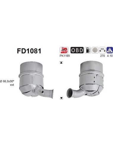 Filtro de partículas diésel AS FD1081 para CITROËN / FIAT / PEUGEOT
