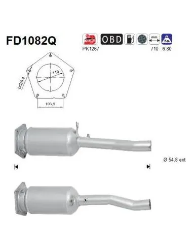Filtro de partículas diésel AS FD1082Q para SEAT / VOLKSWAGEN