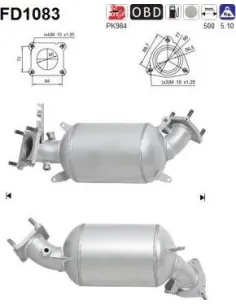 Filtro de partículas diésel AS FD1083 para HONDA | Recambios Colmenar