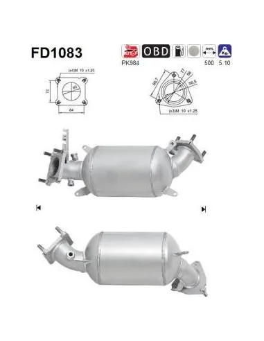 Filtro de partículas diésel AS FD1083 para HONDA | Recambios Colmenar