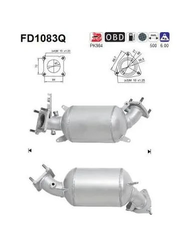 Filtro de partículas diésel AS FD1083Q para HONDA | Recambios Colmenar