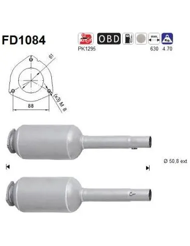 Filtro de partículas diésel AS FD1084 para ALFA ROMEO / FIAT