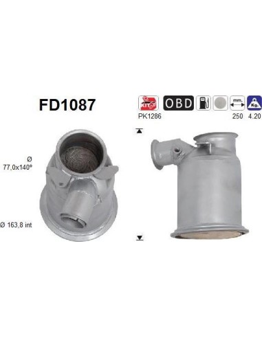 Filtro de partículas diésel AS FD1087 para AUDI / SEAT / SKODA