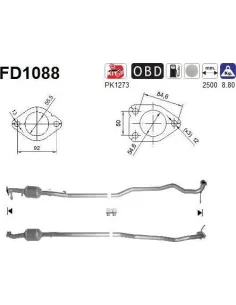 Filtro de partículas diésel AS FD1088 para MITSUBISHI