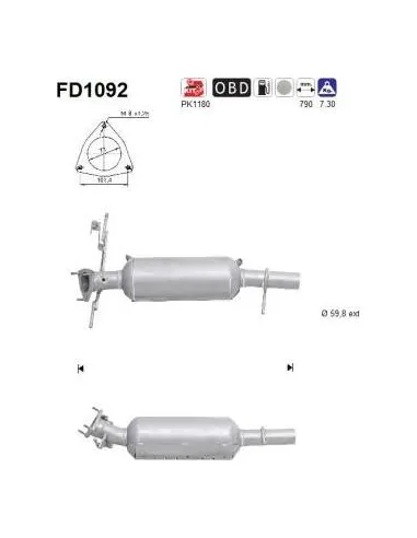 Filtro de partículas diésel AS FD1092 para LAND ROVER