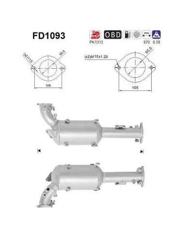 Filtro de partículas diésel AS FD1093 para NISSAN | Recambios Colmenar