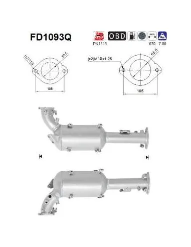 Filtro de partículas diésel AS FD1093Q para NISSAN
