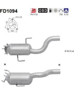 Filtro de partículas diésel AS FD1094 para AUDI / VOLKSWAGEN