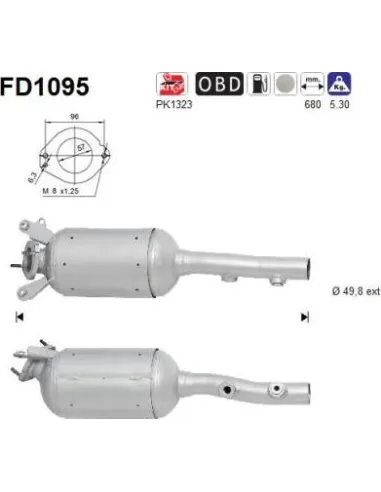 Filtro de partículas diésel AS FD1095 para RENAULT