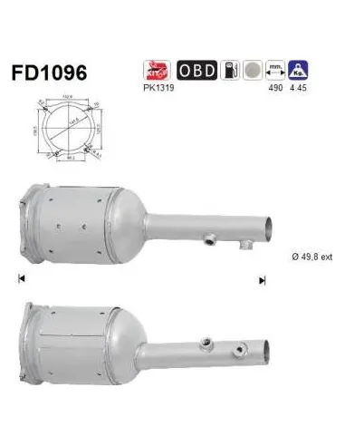 Filtro de partículas diésel AS FD1096 para RENAULT