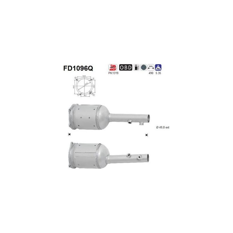 Filtro de partículas diésel AS FD1096Q para RENAULT