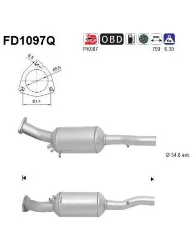 Filtro de partículas diésel AS FD1097Q para AUDI | Recambios Colmenar