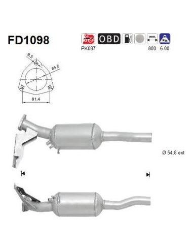 Filtro de partículas diésel AS FD1098 para AUDI | Recambios Colmenar