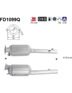 Filtro de partículas diésel AS FD1099Q para RENAULT