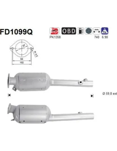 Filtro de partículas diésel AS FD1099Q para RENAULT
