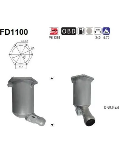 Filtro de partículas diésel AS FD1100 para MERCEDES