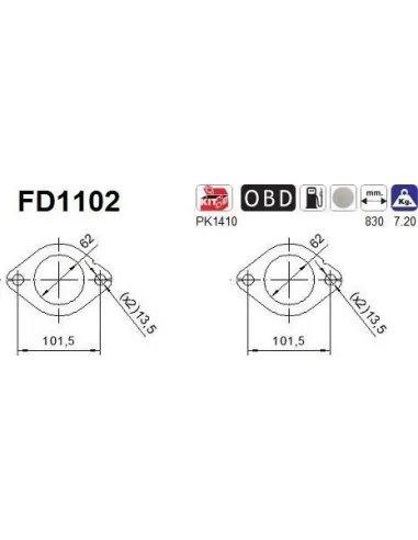 Filtro de partículas diésel AS FD1102 para MITSUBISHI