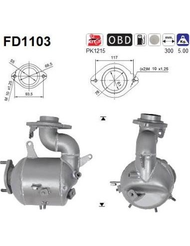 Filtro de partículas diésel AS FD1103 para TOYOTA | Recambios Colmenar