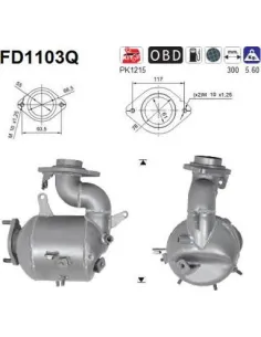 Filtro de partículas diésel AS FD1103Q para TOYOTA