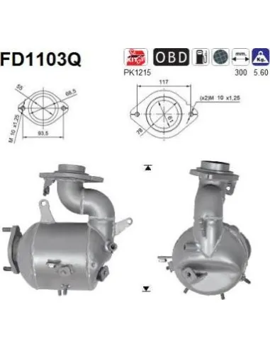 Filtro de partículas diésel AS FD1103Q para TOYOTA
