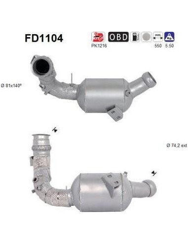 Filtro de partículas diésel AS FD1104 para MERCEDES