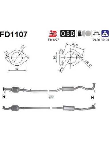 Filtro de partículas diésel AS FD1107 para CITROËN / PEUGEOT