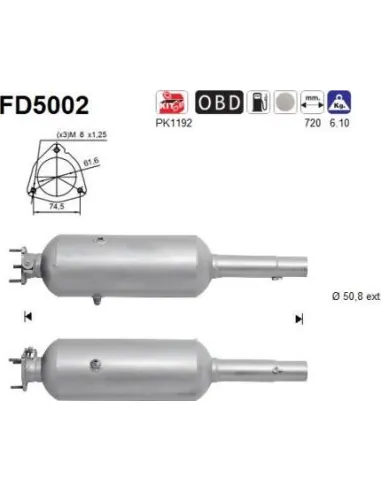 Filtro de partículas diésel AS FD5002 para FIAT | Recambios Colmenar