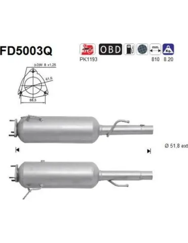 Filtro de partículas diésel AS FD5003Q para FIAT | Recambios Colmenar