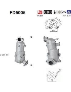 Filtro de partículas diésel AS FD5005 para TOYOTA | Recambios Colmenar
