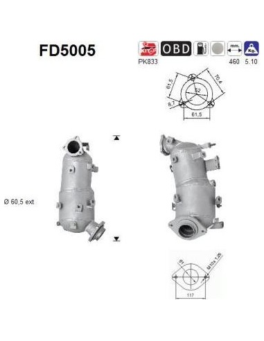 Filtro de partículas diésel AS FD5005 para TOYOTA | Recambios Colmenar