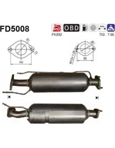 Filtro de partículas diésel AS FD5008 para HYUNDAI / KIA